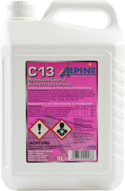 Охолоджувальна рідина ALPINE G13, концентрат, фіолетовий, 5 л (4003774029068)